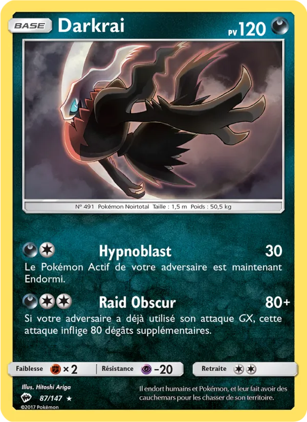 Carte Pokémon Darkrai de l'extension Ombres Ardentes