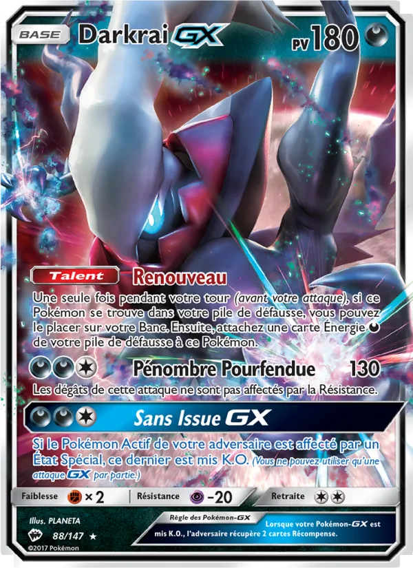 Carte Pokémon Darkrai GX de l'extension Ombres Ardentes