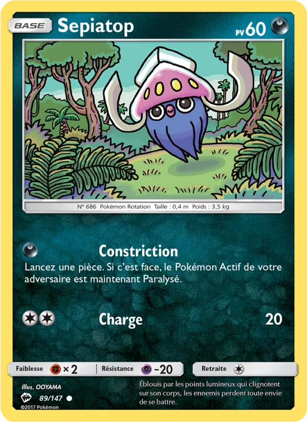 Carte Pokémon Sepiatop de l'extension Ombres Ardentes