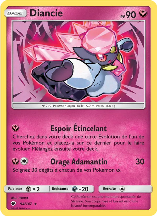 Carte Pokémon Diancie de l'extension Ombres Ardentes