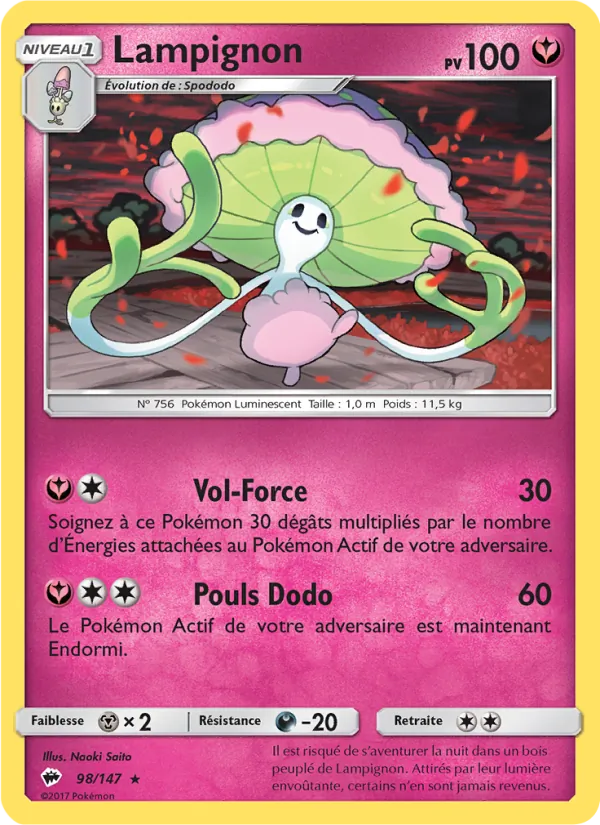 Carte Pokémon Lampignon de l'extension Ombres Ardentes