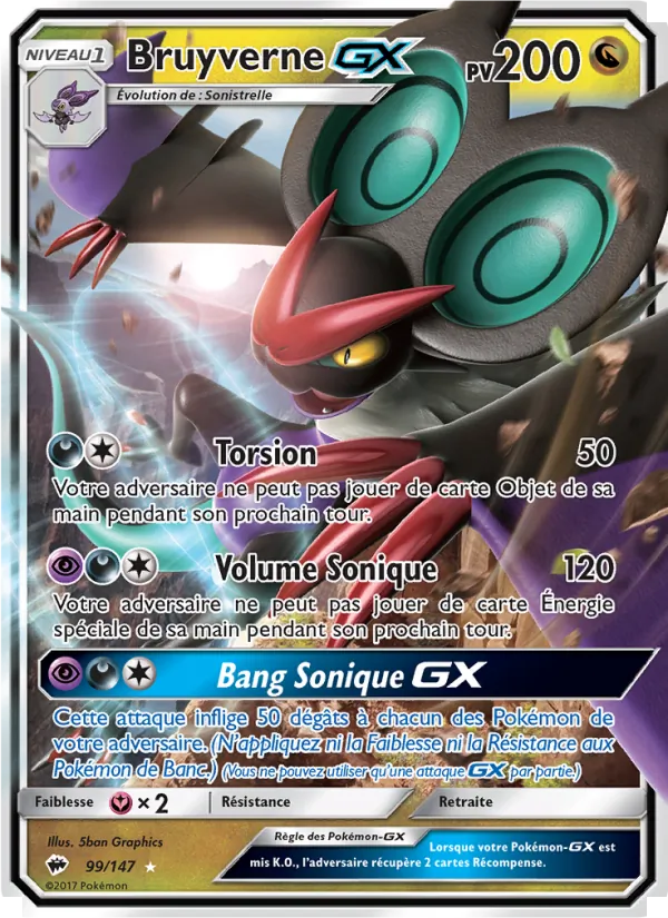 Carte Pokémon Bruyverne GX de l'extension Ombres Ardentes