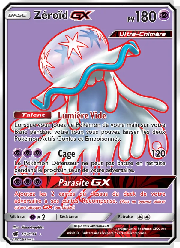 Carte Pokémon Zéroïd GX de l'extension Invasion Carmin