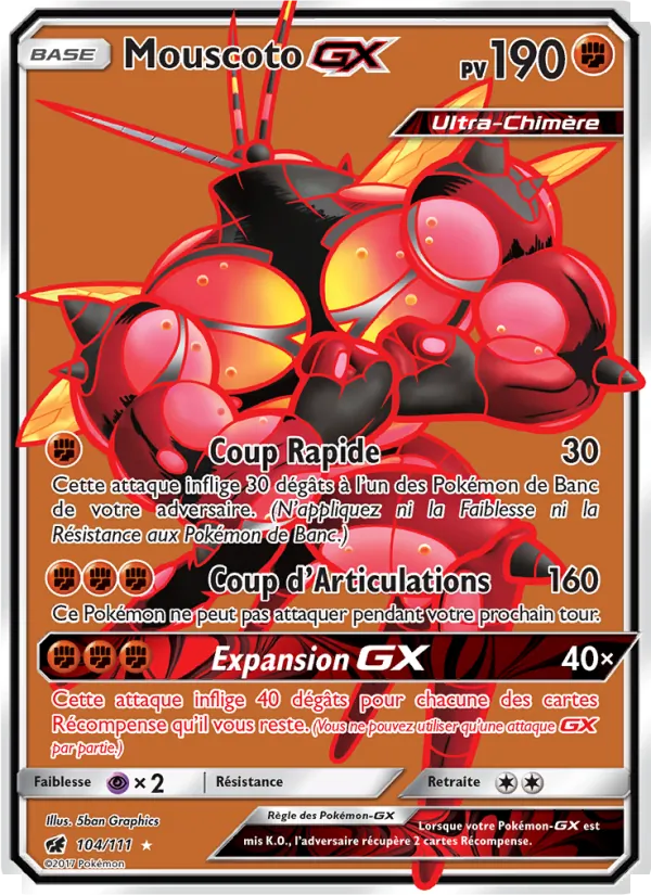 Carte Pokémon Mouscoto GX de l'extension Invasion Carmin