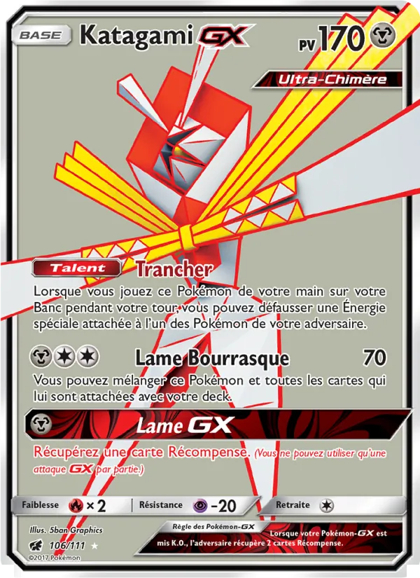 Carte Pokémon Katagami GX de l'extension Invasion Carmin