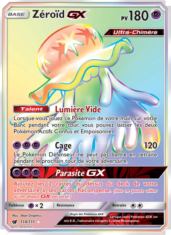 Carte Pokémon Zéroïd GX de l'extension Invasion Carmin