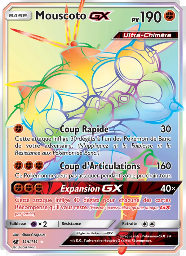 Carte Pokémon Mouscoto GX de l'extension Invasion Carmin