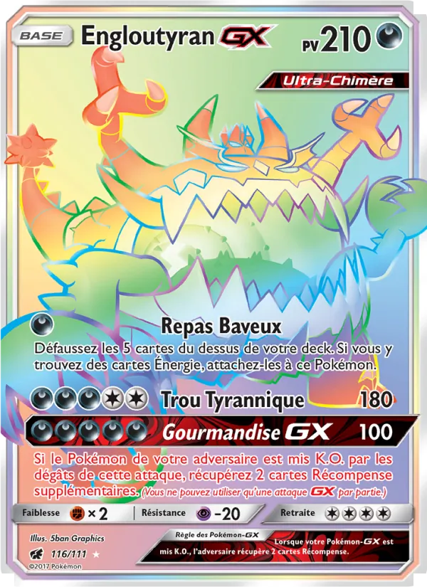 Carte Pokémon Engloutyran GX de l'extension Invasion Carmin