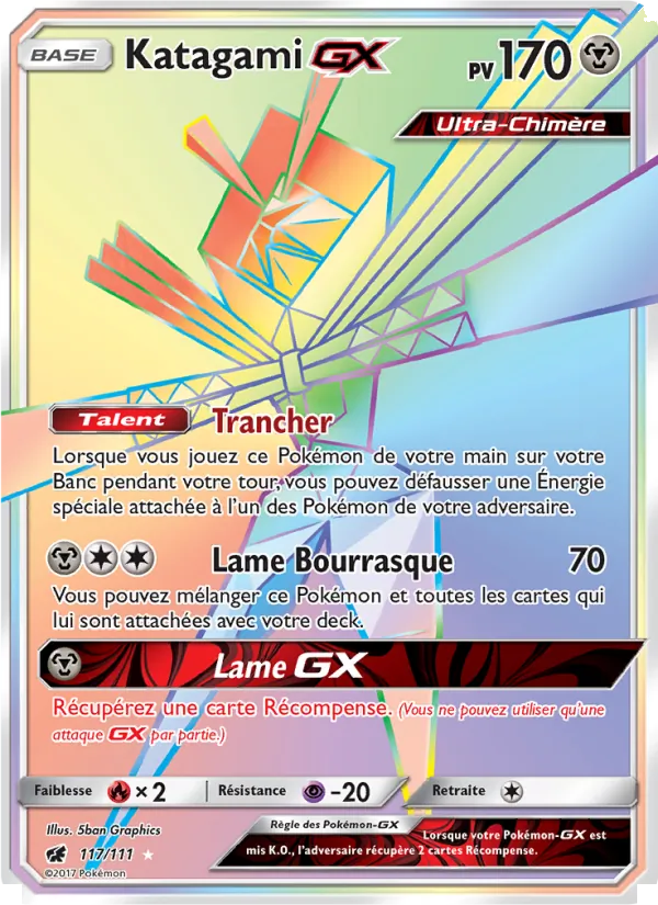 Carte Pokémon Katagami GX de l'extension Invasion Carmin
