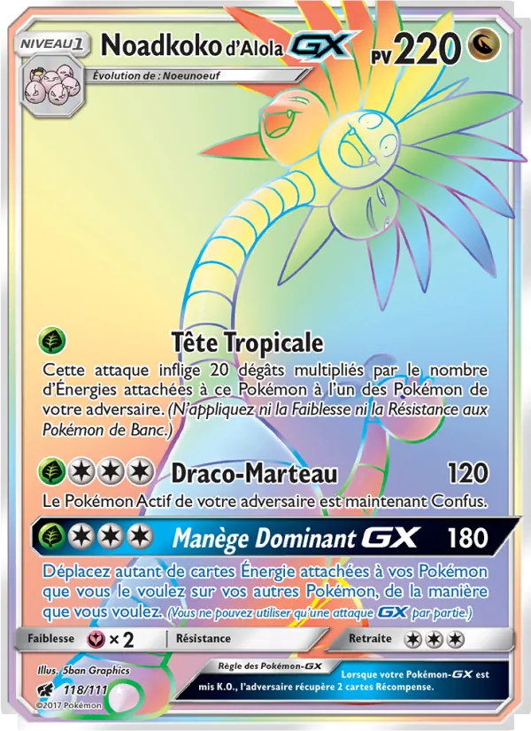 Carte Pokémon Noadkoko d’Alola GX de l'extension Invasion Carmin