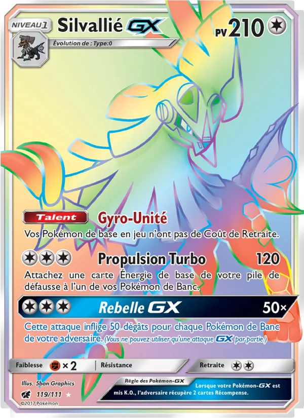 Carte Pokémon Silvallié GX de l'extension Invasion Carmin