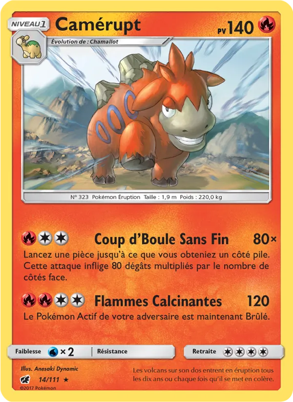 Carte Pokémon Camérupt de l'extension Invasion Carmin