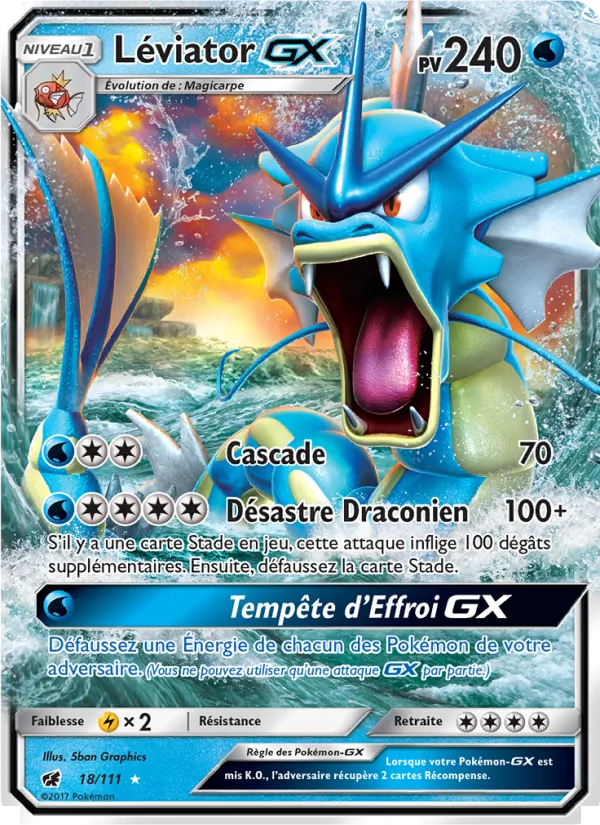 Carte Pokémon Léviator GX de l'extension Invasion Carmin