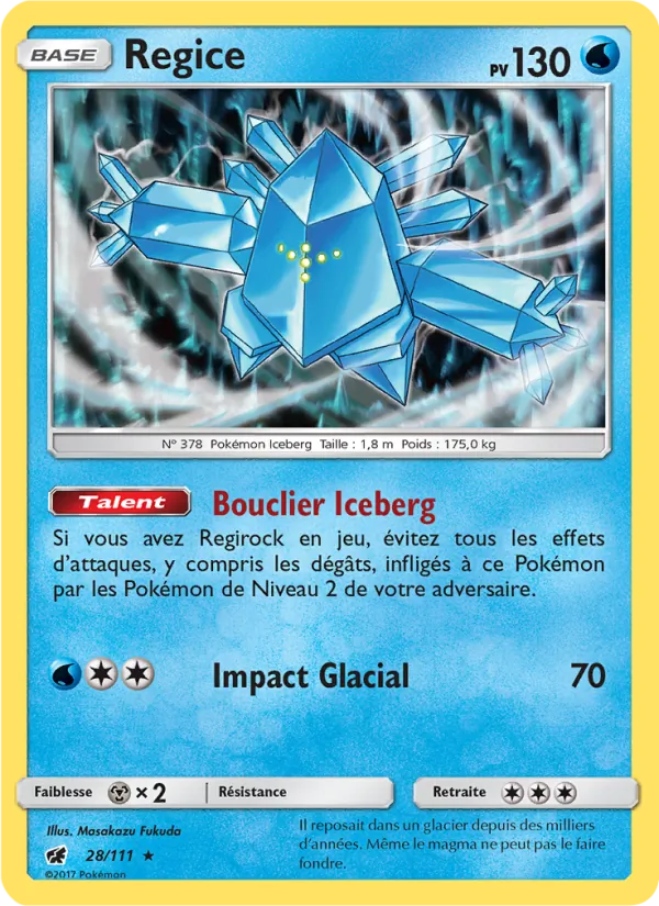 Carte Pokémon Regice de l'extension Invasion Carmin