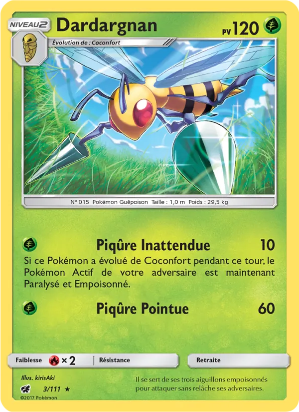 Carte Pokémon Dardargnan de l'extension Invasion Carmin