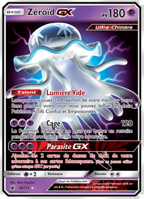 Carte Pokémon Zéroïd GX de l'extension Invasion Carmin