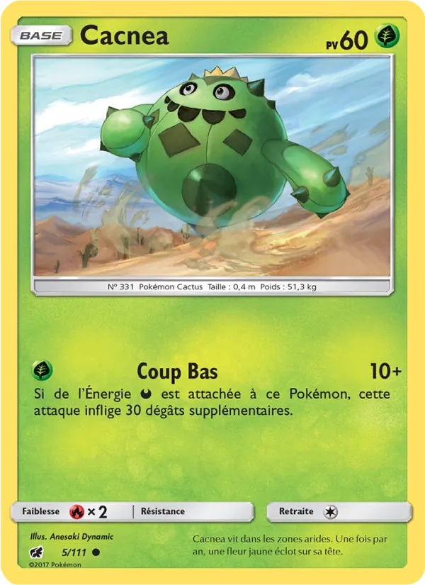 Carte Pokémon Cacnea de l'extension Invasion Carmin