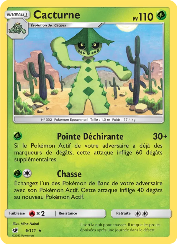 Carte Pokémon Cacturne de l'extension Invasion Carmin