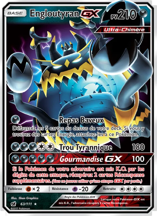 Carte Pokémon Engloutyran GX de l'extension Invasion Carmin