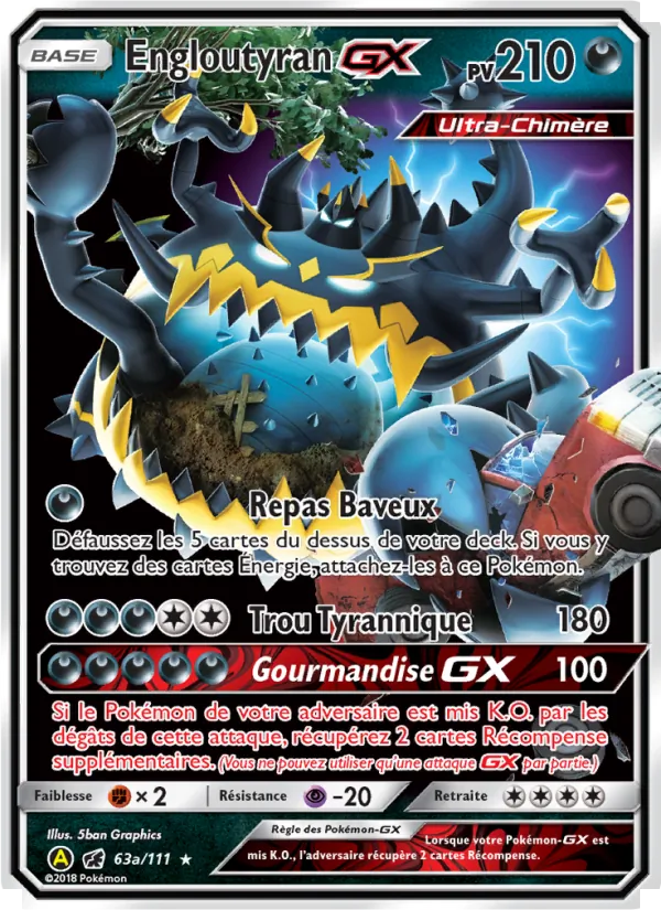 Carte Pokémon Engloutyran-GX de l'extension Invasion Carmin