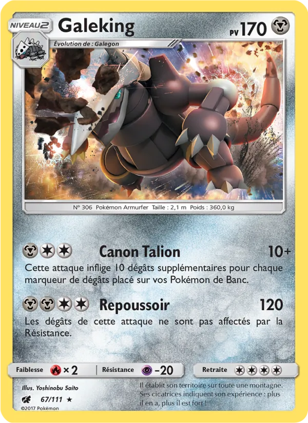 Carte Pokémon Galeking de l'extension Invasion Carmin