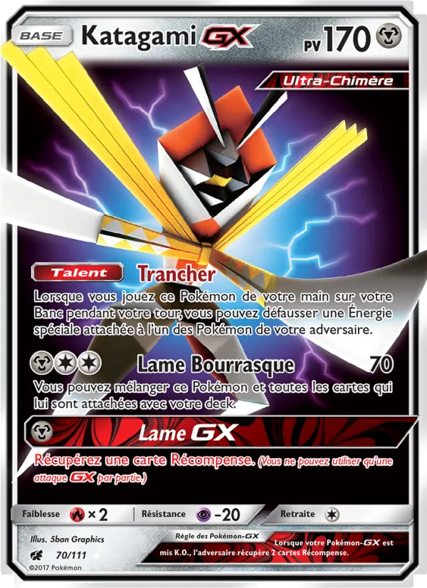 Carte Pokémon Katagami GX de l'extension Invasion Carmin