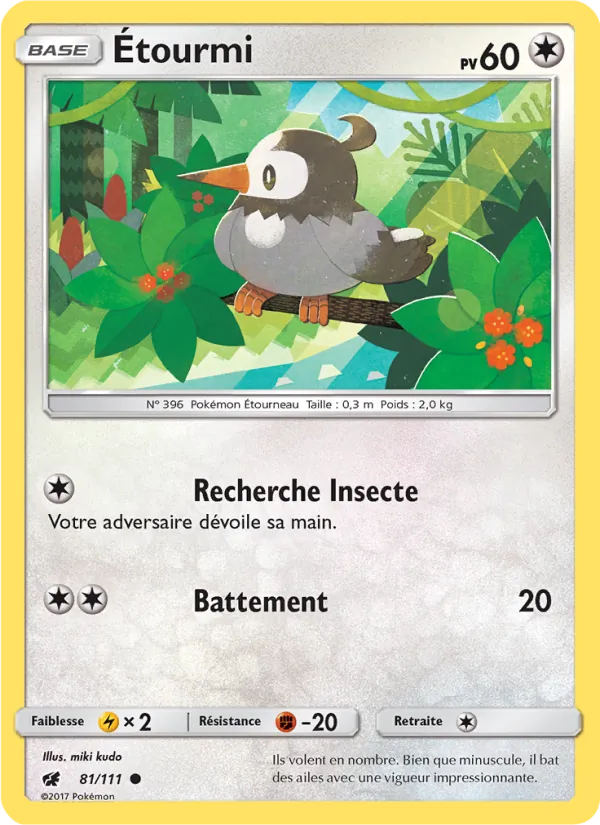Carte Pokémon Étourmi de l'extension Invasion Carmin