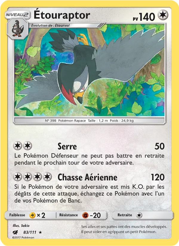 Carte Pokémon Étouraptor de l'extension Invasion Carmin