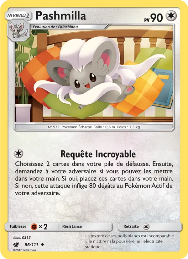 Carte Pokémon Pashmilla de l'extension Invasion Carmin