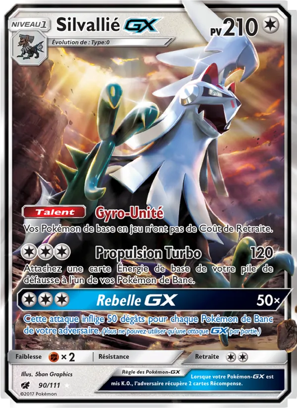 Carte Pokémon Silvallié GX de l'extension Invasion Carmin