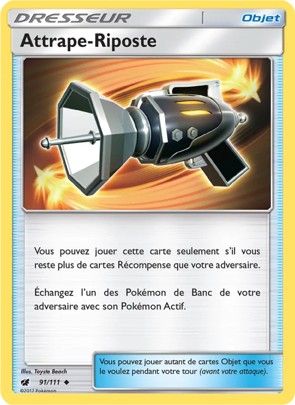 Carte Pokémon Attrape-Riposte de l'extension Invasion Carmin