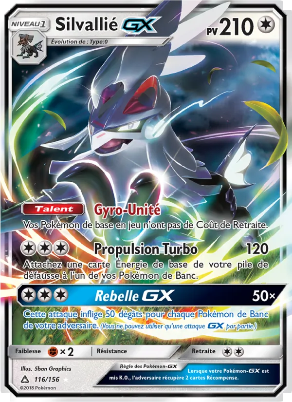 Carte Pokémon Silvallié GX de l'extension Ultra-Prisme