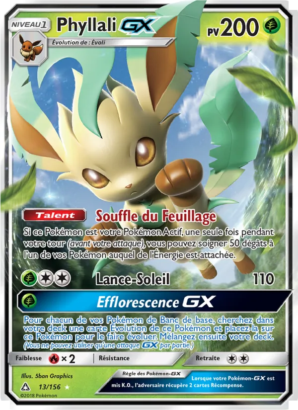 Carte Pokémon Phyllali GX de l'extension Ultra-Prisme