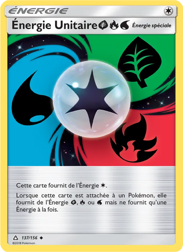 Carte Pokémon Énergie Unitaire GrassFireWater de l'extension Ultra-Prisme