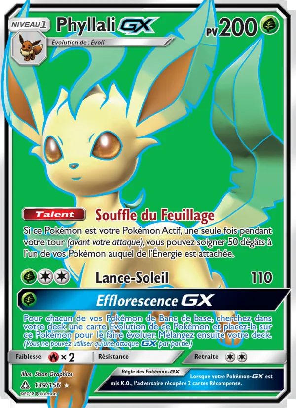 Carte Pokémon Phyllali GX de l'extension Ultra-Prisme