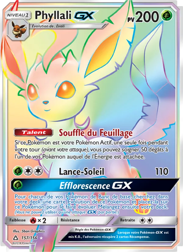 Carte Pokémon Phyllali GX de l'extension Ultra-Prisme