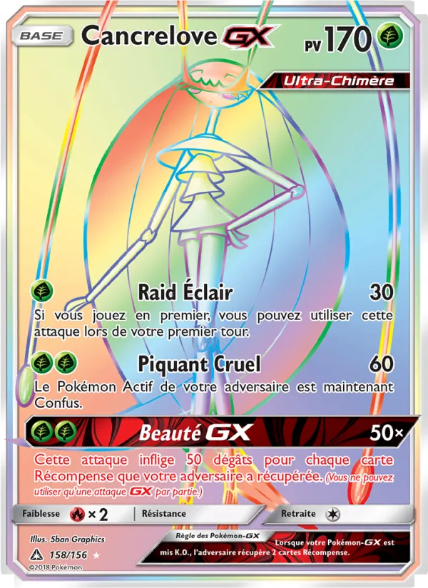 Carte Pokémon Cancrelove GX de l'extension Ultra-Prisme