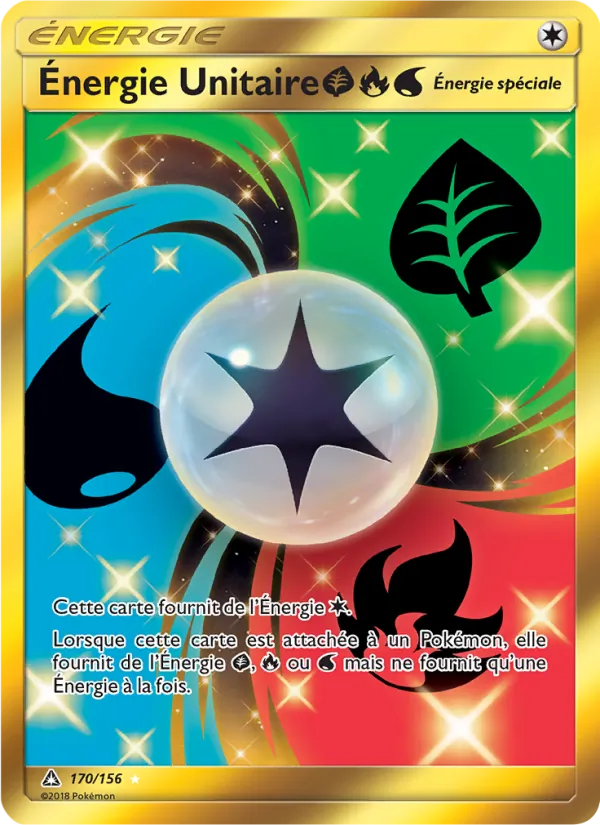 Carte Pokémon Énergie Unitaire GrassFireWater de l'extension Ultra-Prisme
