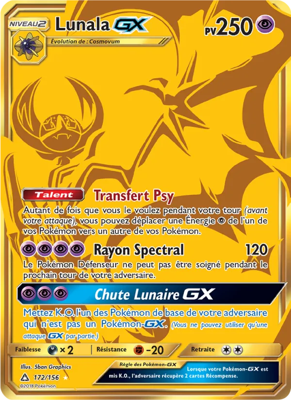 Carte Pokémon Lunala GX de l'extension Ultra-Prisme