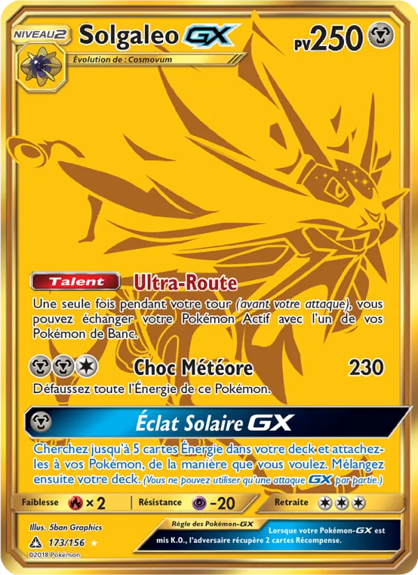 Carte Pokémon Solgaleo GX de l'extension Ultra-Prisme