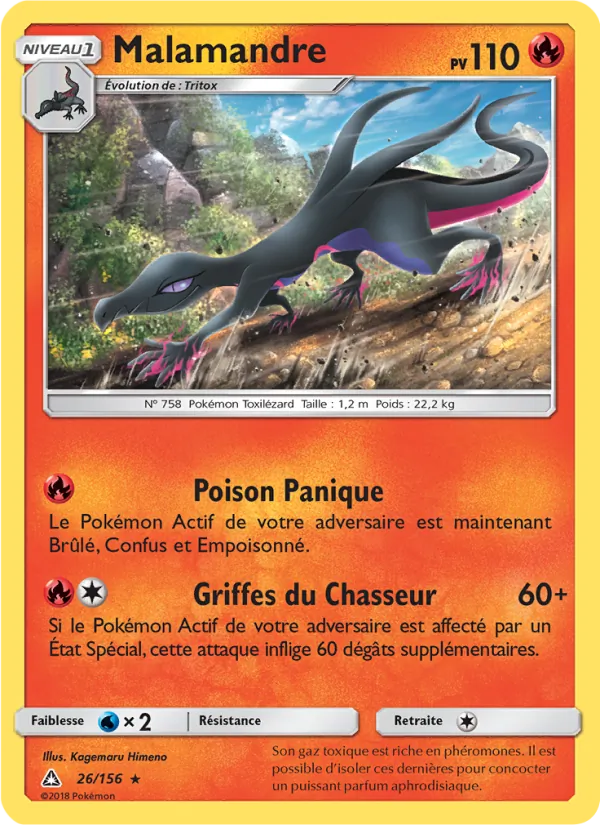 Carte Pokémon Malamandre de l'extension Ultra-Prisme