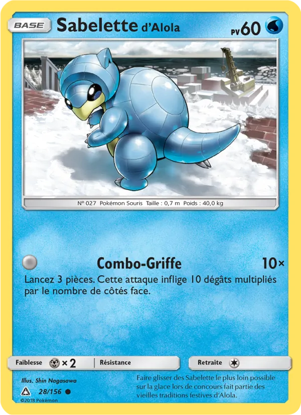 Carte Pokémon Sabelette d’Alola de l'extension Ultra-Prisme