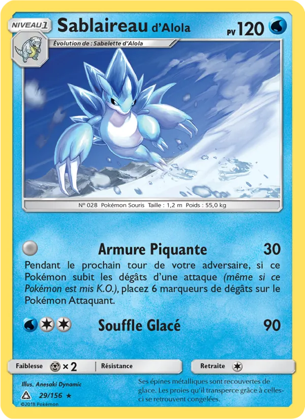 Carte Pokémon Sablaireau d’Alola de l'extension Ultra-Prisme