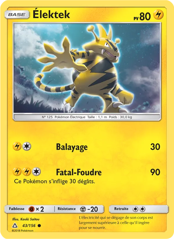 Carte Pokémon Élektek de l'extension Ultra-Prisme