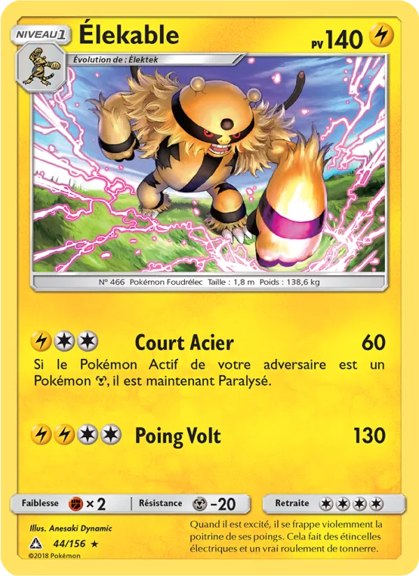 Carte Pokémon Élekable de l'extension Ultra-Prisme