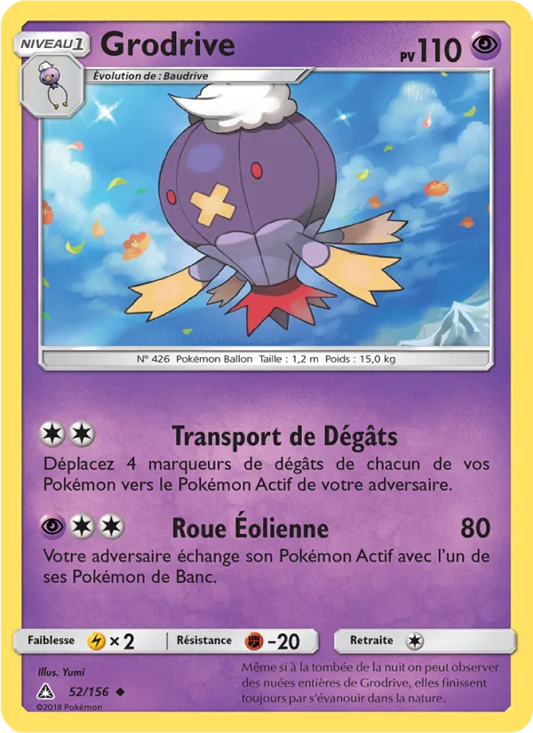 Carte Pokémon Grodrive de l'extension Ultra-Prisme