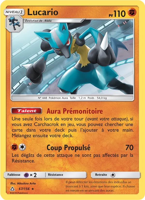 Carte Pokémon Lucario de l'extension Ultra-Prisme