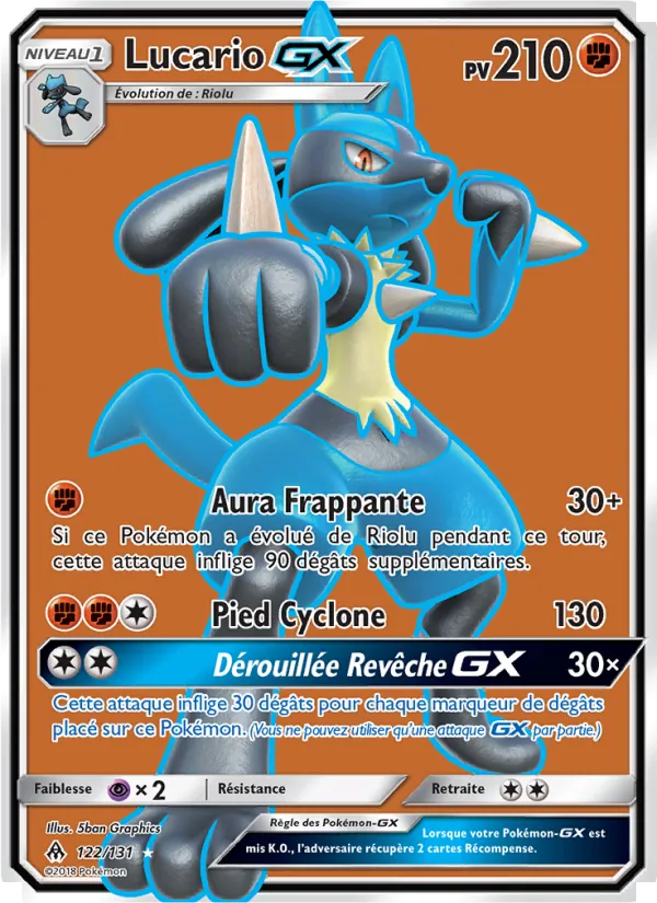 Carte Pokémon Lucario GX de l'extension Lumière Interdite