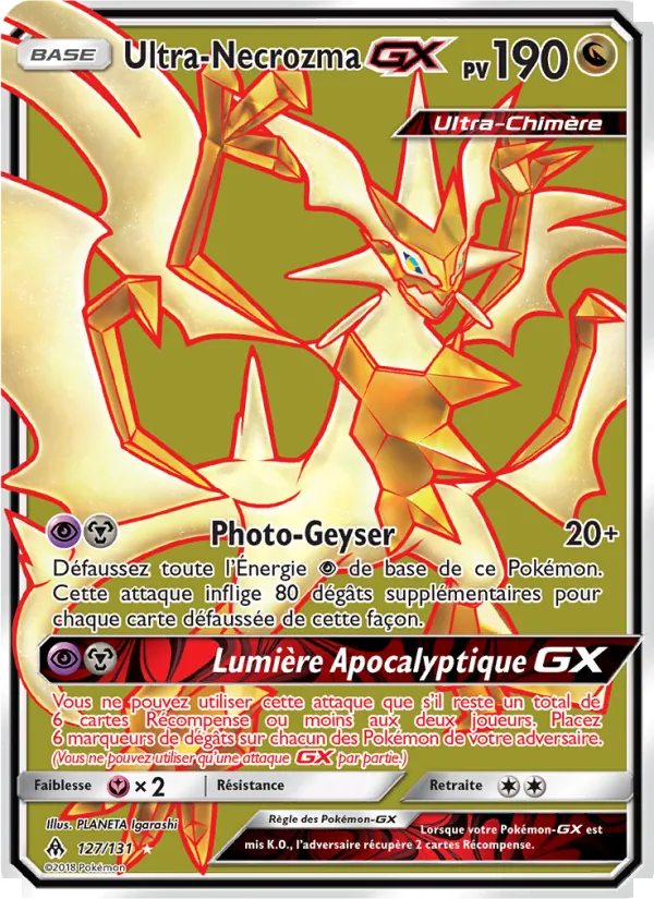 Carte Pokémon Ultra-Necrozma GX de l'extension Lumière Interdite