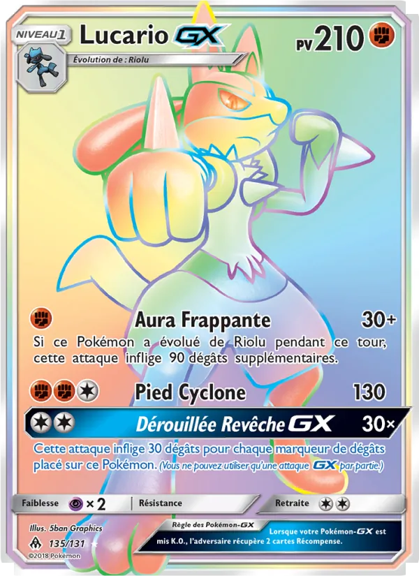 Carte Pokémon Lucario GX de l'extension Lumière Interdite